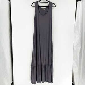 Caite Tank Maxi Dress Womens Size XL Gray Sleeveless Pleated Hem Scoop Neck